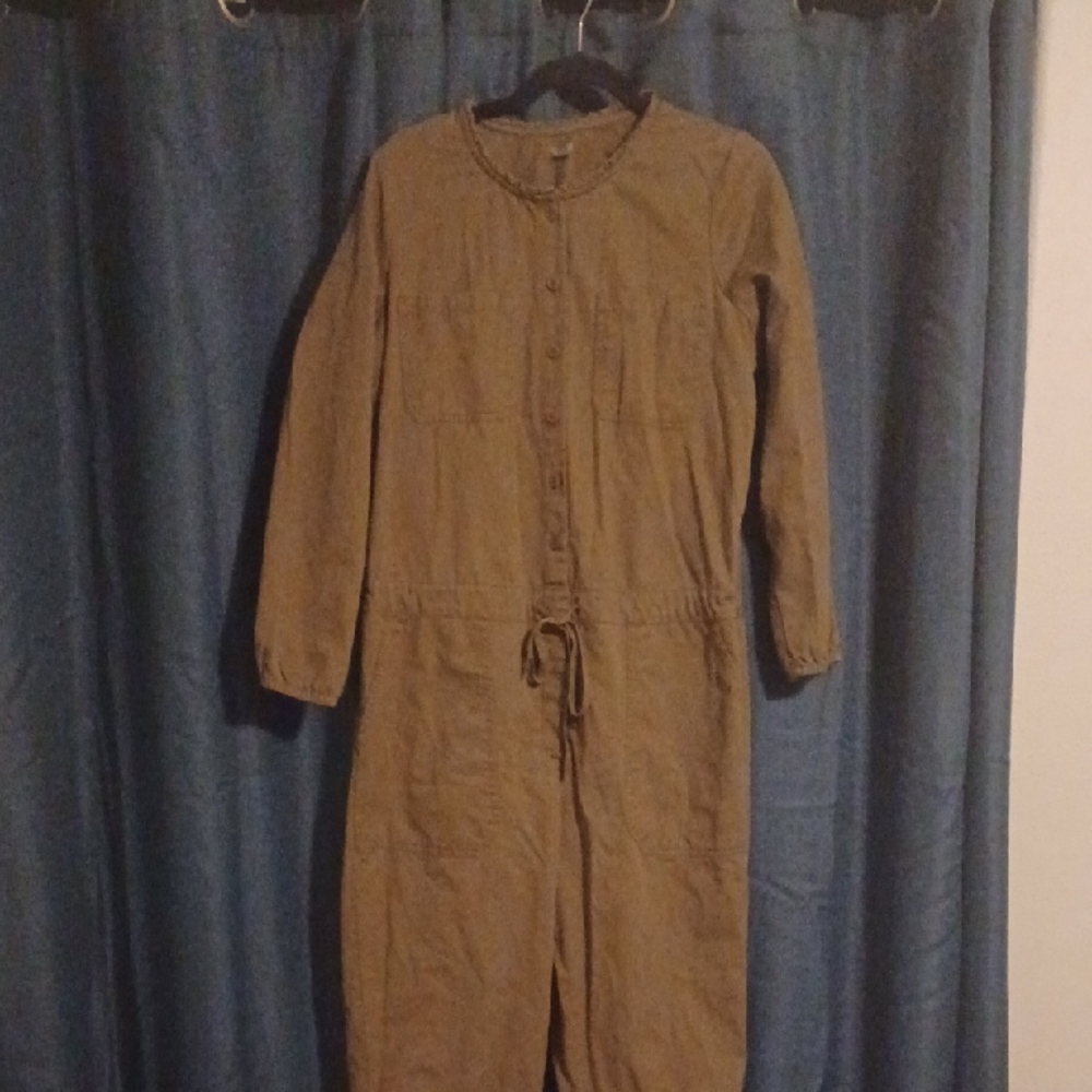 Aerie Brown Button-Up Jumpsuit Long Sleeve Large Gorpcore Work Wear Strong
